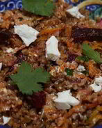 Гречка с овощами, козьим сыром и белым вином