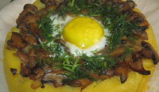 мамалыга с грибами