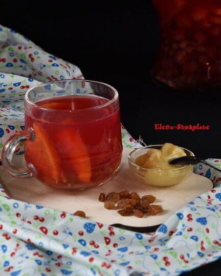 Рецепт вишневого чая с изюмом и апельсином