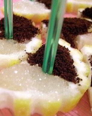 Лимонные ломтики с кофе