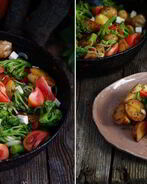 Картофельный салат с брокколи, томатами и сыром фета