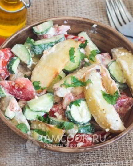 Рецепт салата с запеченным картофелем