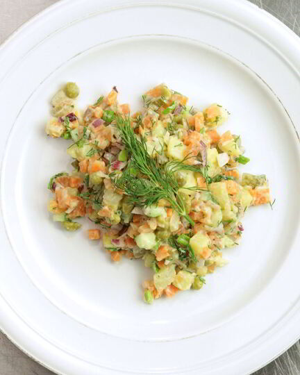 Рецепт оливье с лососем