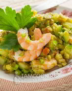 Постный Оливье с креветками