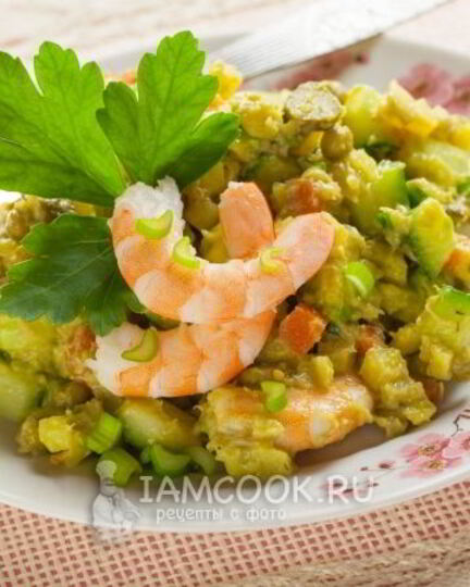 Рецепт постного оливье с креветками