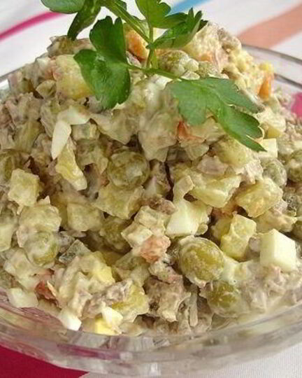 Рецепт салата оливье с мясом