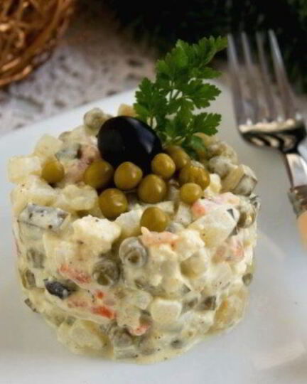 Рецепт вегетарианского салата оливье