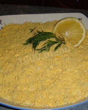 Салат Мимоза с сардиной и сыром