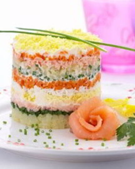 Рецепт салата мимоза с семгой