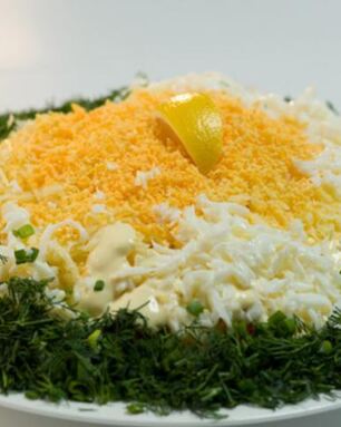 Салат мимоза в новом стиле