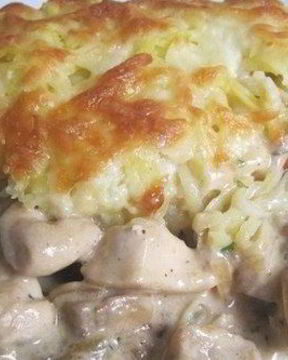 Курица с грибами под шубой из картофеля