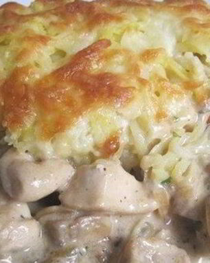 Курица с грибами под шубой из картофеля