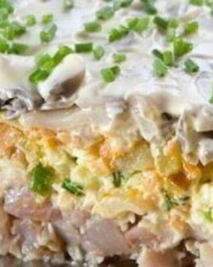 Рецепт селедки под шубой с шампиньонами по новому