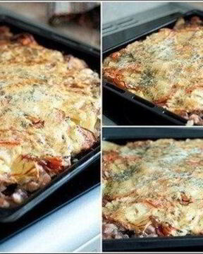 Свинина под шубой с помидорами