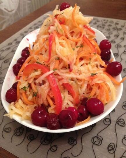 Рецепт салата радужного из свежих овощей для раздельного питания