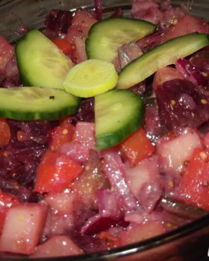 Рецепт салата с сельдью под соусом винегрет