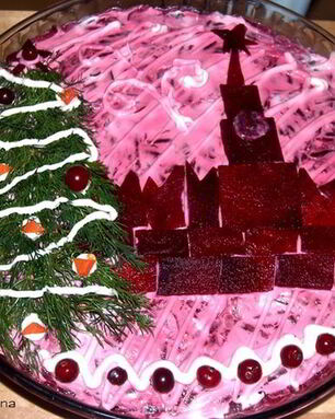 Винегрет с телятиной и селедкой