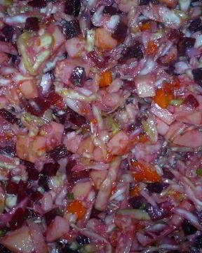 Винегрет со свежей капустой и огурцом