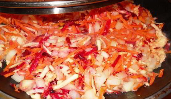 борщ постный с килькой и грушами