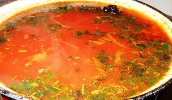 борщ постный с килькой и грушами