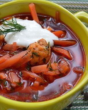 Борщ с фрикадельками