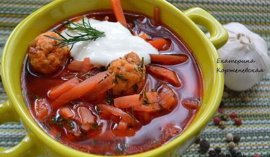 борщ с фрикадельками