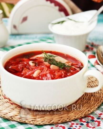Рецепт борща с курицей и фасолью
