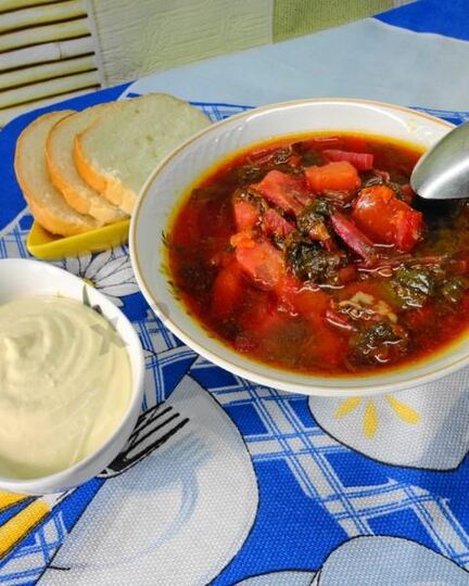 Рецепт красного борща со щавелем без капусты в мультиварке