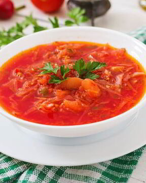 Пикантный постный борщ