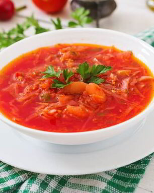 Пикантный постный борщ