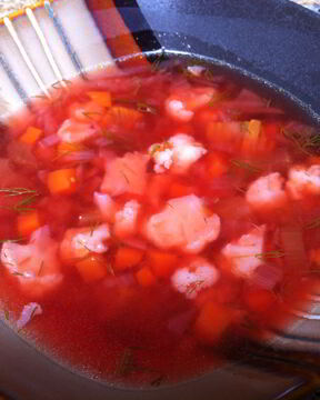 Постный борщ с цветной капустой