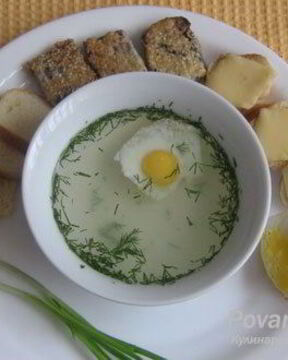 Бульон с гренками