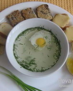 Бульон с гренками