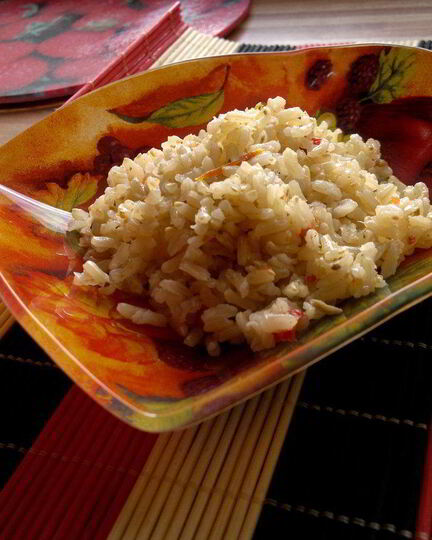 Рецепт бурого риса на курином бульоне