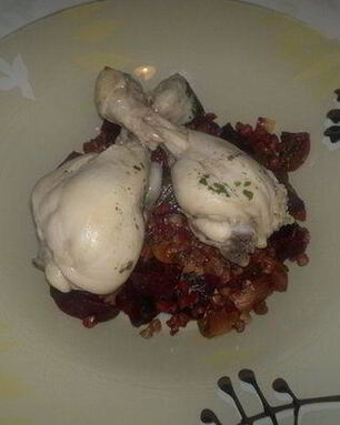 Соевое гречотто с куриными ножками в классическом бульоне