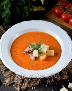 Гаспачо с печенью трески