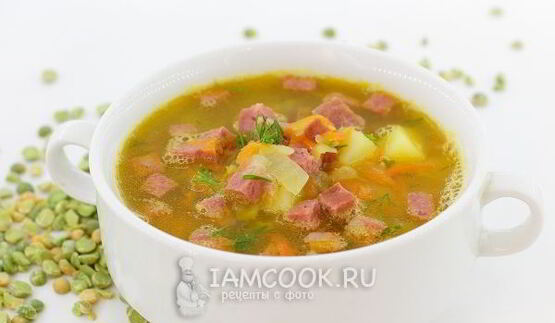гороховый суп с копченой колбасой