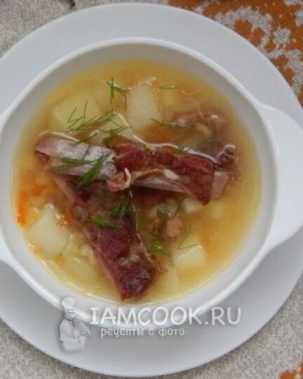 Рецепт горохового супа с копчеными свиными ребрами
