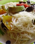 Лапша кукси с запеченными овощами