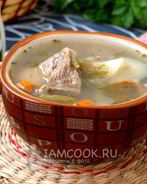 Мясной суп с гречкой, стручковой фасолью и шпинатом