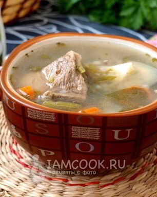 Мясной суп с гречкой, стручковой фасолью и шпинатом