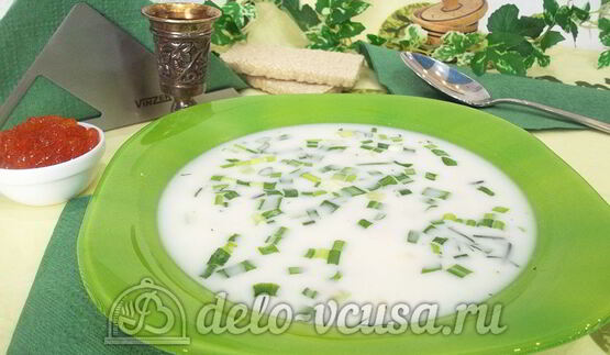 окрошка без мяса с красной икрой