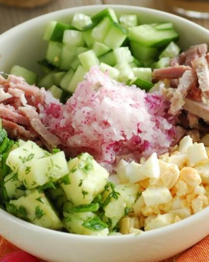 Рецепт окрошки мясной