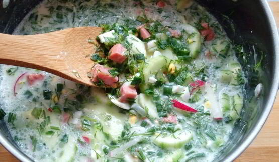 окрошка на газированной минеральной воде