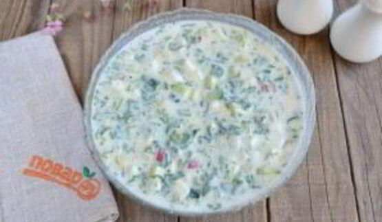 окрошка на кефире с крапивой и мятой