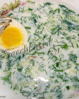 Окрошка на кефире со снетками