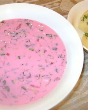 Окрошка на кефире со свеклой