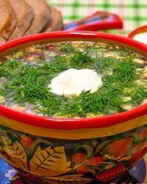 Окрошка на квасе с колбасой