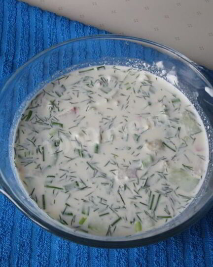 Рецепт окрошки на воде с уксусом и майонезом