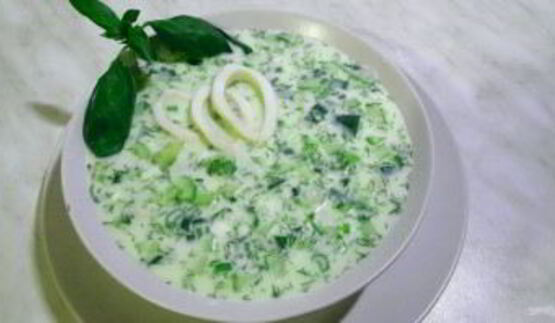 окрошка с кальмарами